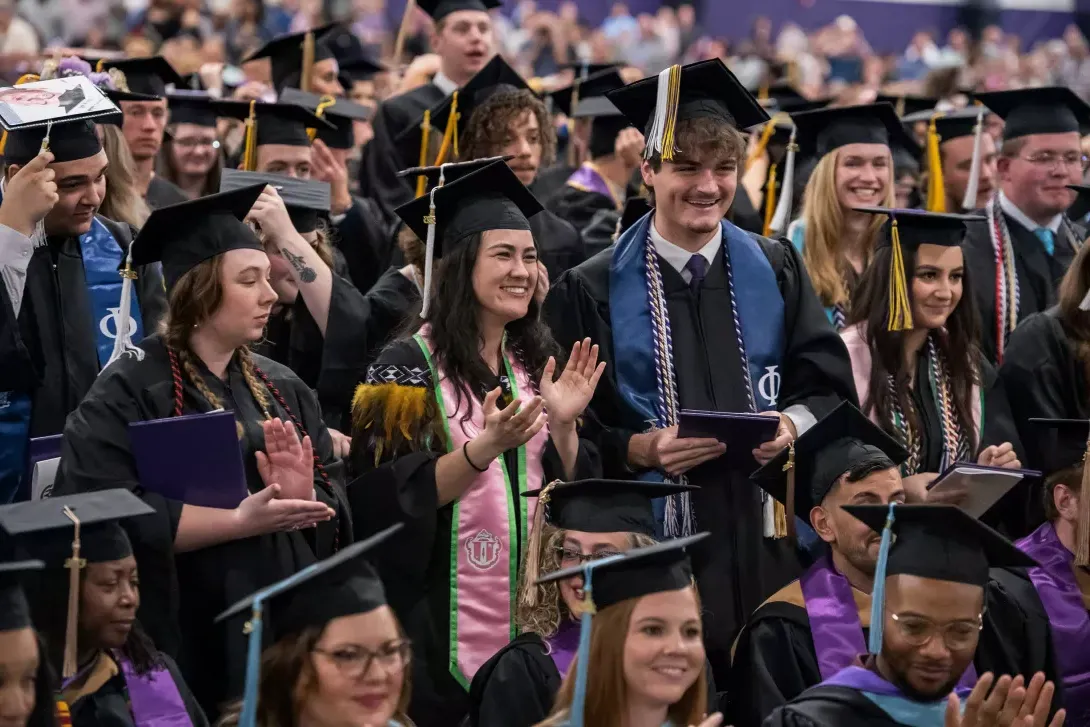 Students at commencement ceremony